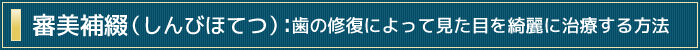 審美補綴（しんびほてつ）:歯の修復によって見た目を綺麗に治療する方法